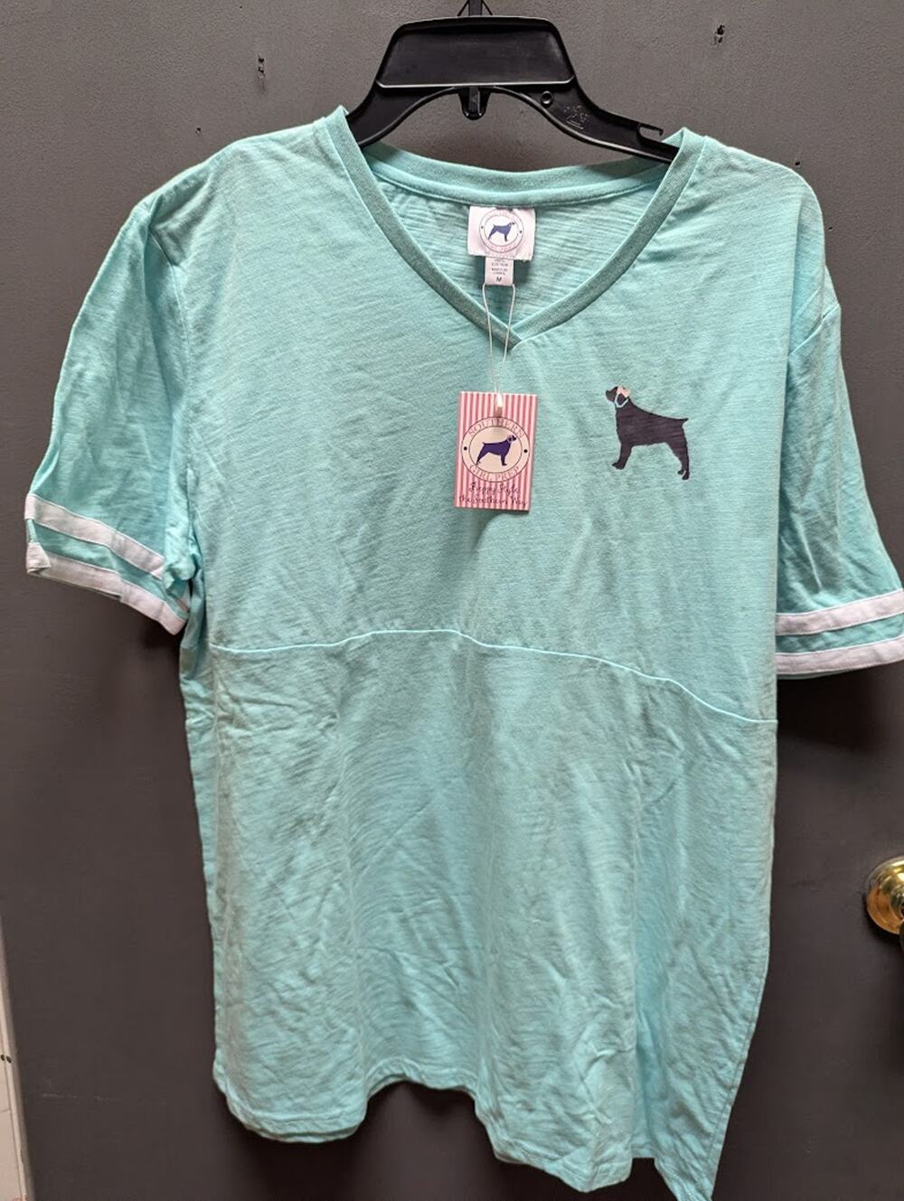 Southern Girl Prep SMALL NEW SHORT  Sleeve Shirt Cotton TEAL BLUE WHITE STRIPE